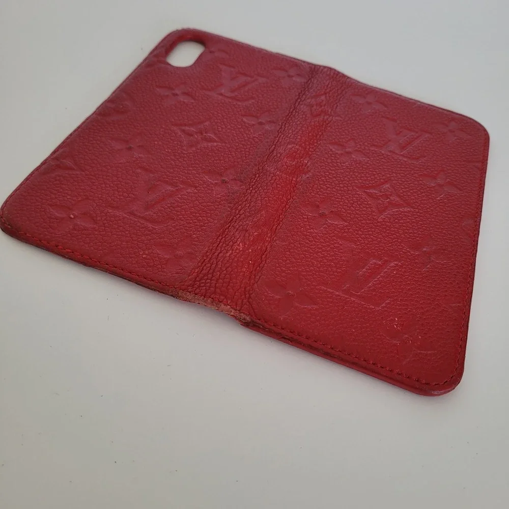 Louis Vuitton Monogram Empreinte iPhone X XS Folio Case Red Leather BC2149